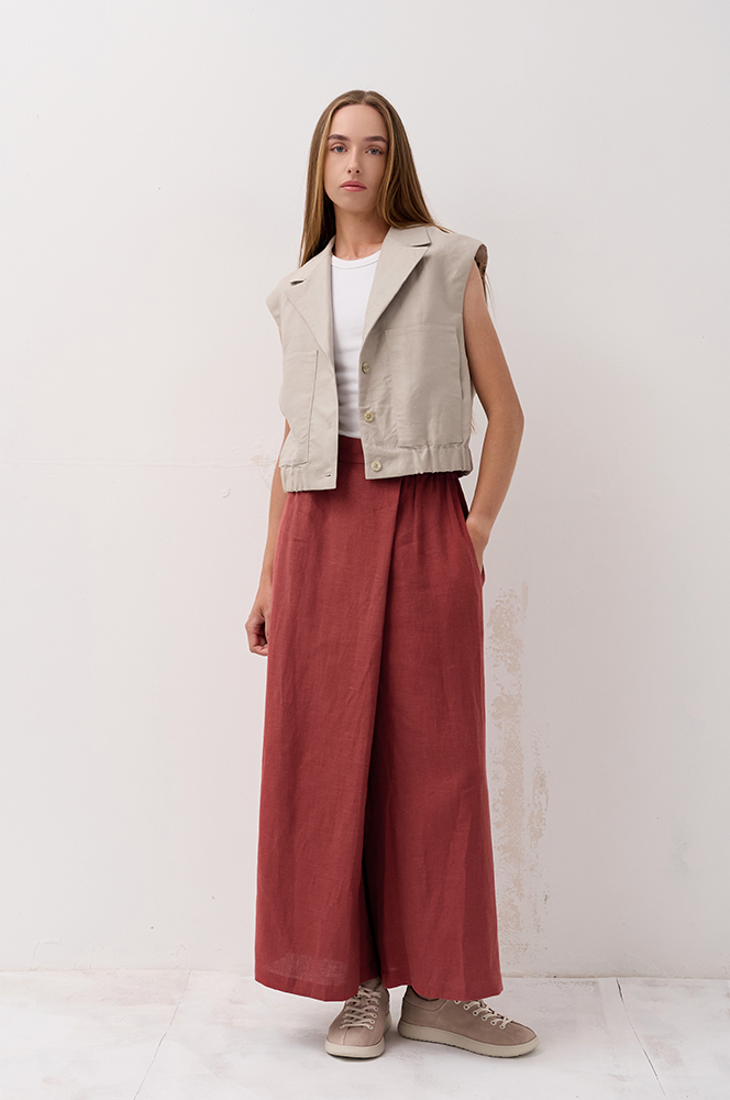 Штани хакама льон теракот (БР 79/2)